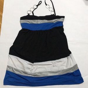 Black, Silver, Blue & White Cocktail Dress